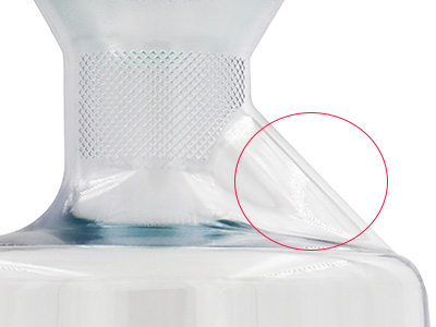 The unique drain neck design of 5L erlenmeyer flask prevents liquid splashing when pouring