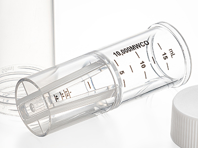 Molecular weight cutoff（MWCO） identification and volume graduation are etched on the side of the filter for easy identification and analysis
