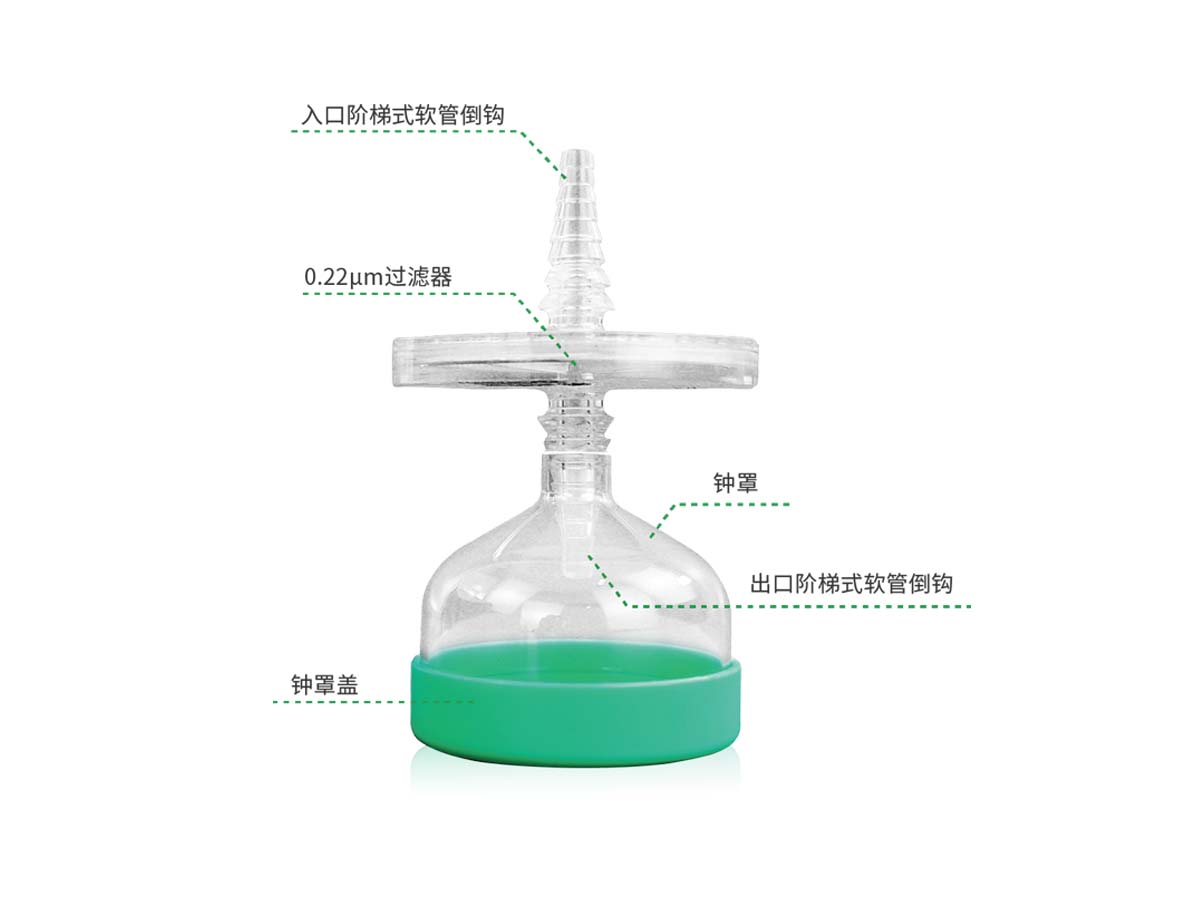 It is designed with a filling bell avoiding liquid splashing and pollution; Stepped hose barb design that ensures stable connection between the filter and the hose