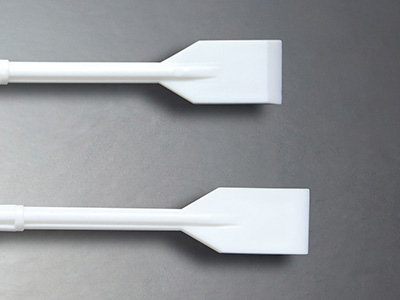 Angled to prevent cell accumulation