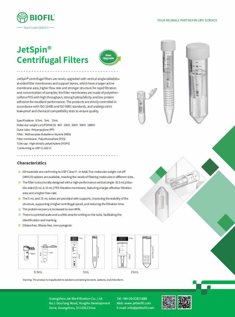 JetSpin<sup>®</sup> Centrifugal Filters