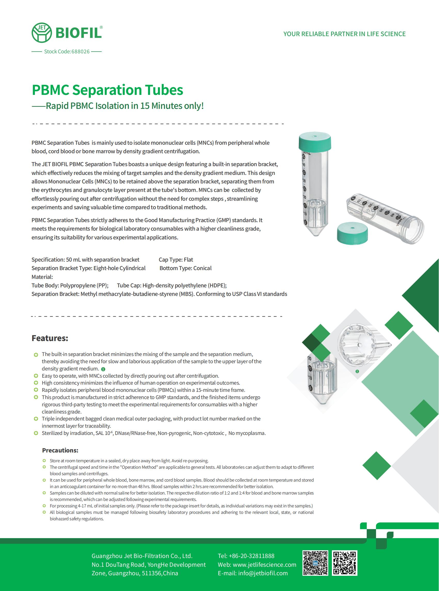 Tubo de separación de PBMC