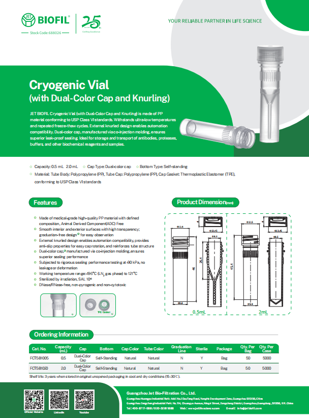 Cryogenic Vial (with Dual-Color Cap and Knurling)